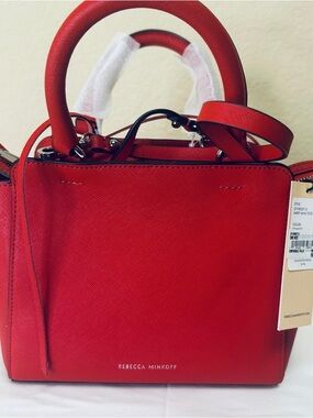 Rebecca Minkoff Red Top-Handle Saffiano Satchel